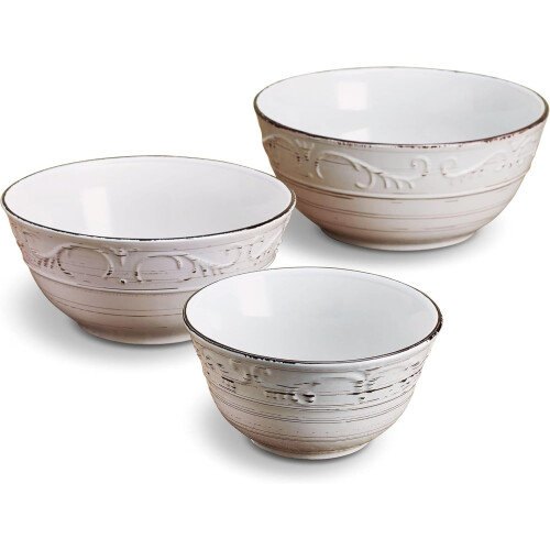 Ensemble de 3 bols de service Treillis blancs