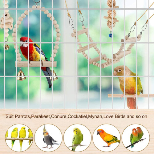 Balançoire pour petits oiseaux avec perchoir et échelle 2