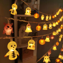 2-Pack Halloween String Lights, Ghost Pumpkin Bat Decor,