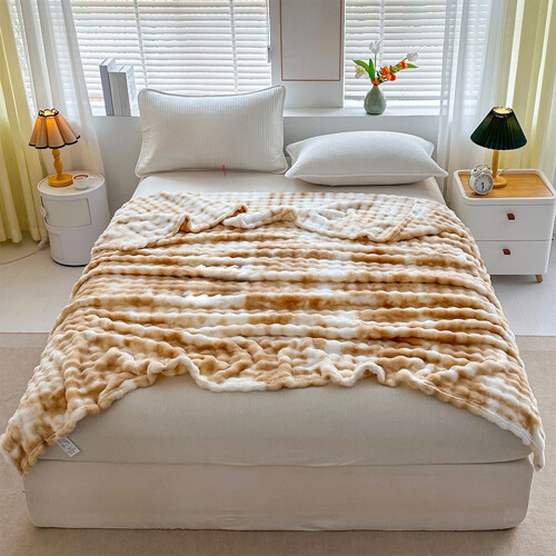 High-Grammage Fleece Throw Blanket, 100x150cm, Yellow
