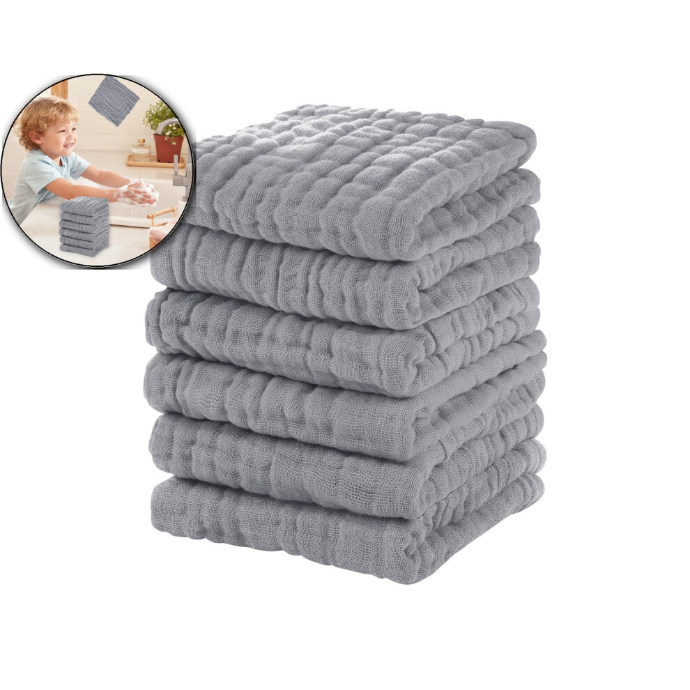 Gray 6 Pcs Cotton Face Towels 11.8X11.8" Absorbent Soft Washcloths For Face And Travel Â