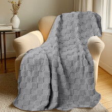 Fleece Blanket, All-Season Gift Throw, 39x59 Inch, Soft & Lightweight, Grey, for Sofa, Bed & Air Conditioning