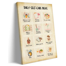 Mental Health Wall Art – Daily Self-Care Therapy Prints, Modern Bathroom & Bedroom Decor, Canvas Posters (Compatible with Standard Frames)