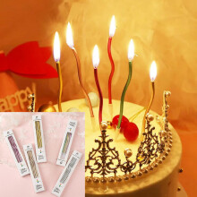 Birthday Candles Spiral Cake Candles Long Thin Cake Candles for Wedding Party and Cake Decoration, 1 Box of 6 PCS Champagne