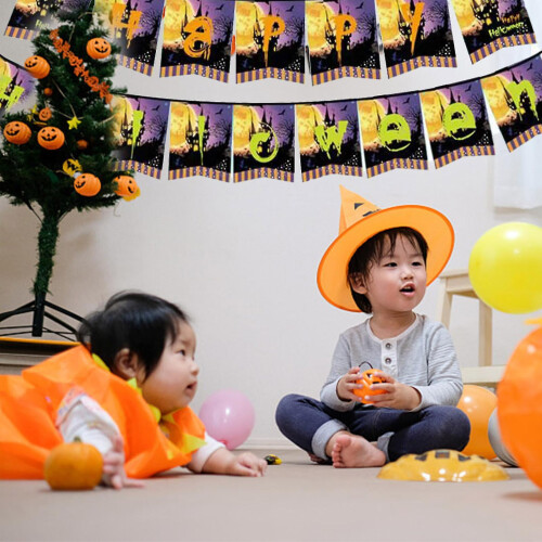 82Pcs Halloween Dinnerware Set Tableware Include Paper Plates Cups Napkins Banner 2