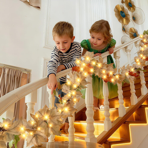 9ft Fall Garland with 50 Warm Incandescent Bulbs 2