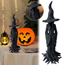 Vintage Witch Statue Resin 30cm Bucket Tree Design