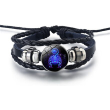 Sternzeichen-Lederarmband, verstellbar für Damen und Herren