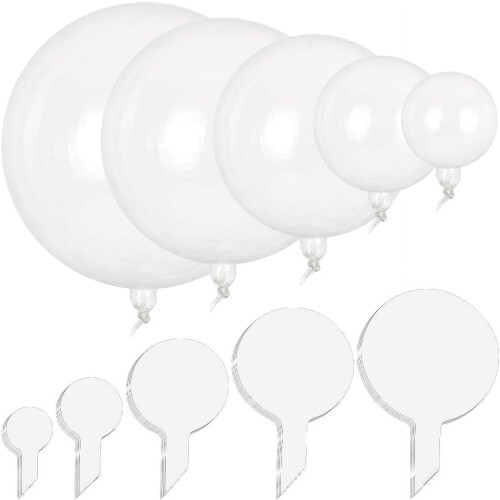 Kit de ballons Bobo transparents, 5 tailles, 100 pièces