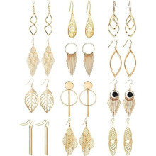Handgemaakte hangende oorbellen in vintage boho-stijl, 12 paar