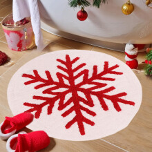 Snowflake Christmas Rug 23.6" Round, Non-Slip Decorative Floor Mat for Living Room, Bedroom, Bedside – Compatible with Rocking Chairs