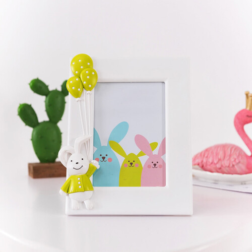 7in Easter Bunny Photo Frame – Blue Green Pink
