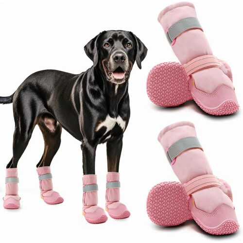 Hundeschuhe mit rutschfester Sohle – Rosa, Größe 3