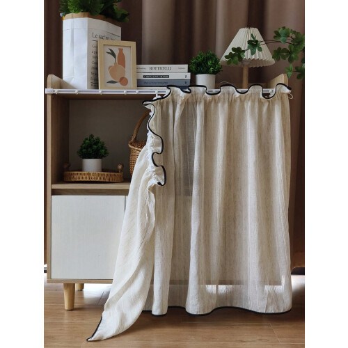 Rustic Faux Linen Short Curtain Panel 80 x 45 cm