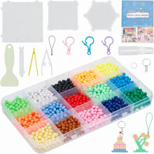 Perler Beads Set, 15 Farben, wasseraktiviert, bügelfrei