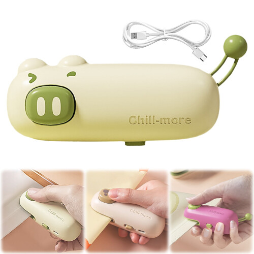 Mini-USB-C-Beutelverschließer mit magnetischer Rückseite – Pig Design 1