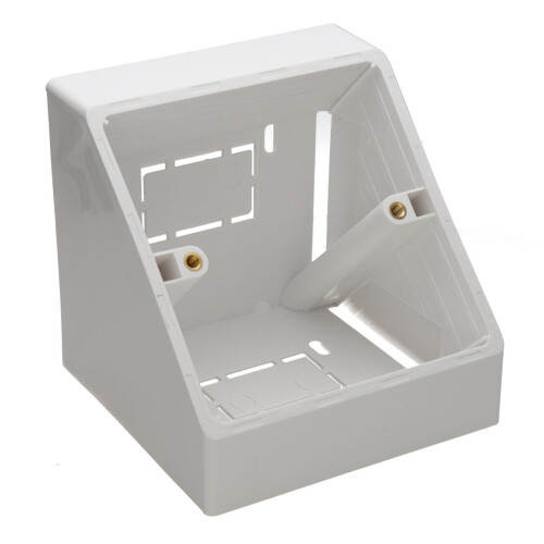 kenable Double Gang Desk Mount Angled Back Box for 85mm x 85mm Faceplates White