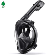 (L to XL, Black) Underwater Full Face Snorkel Diving Mask Anti Fog Full Face Snorkeling-lian