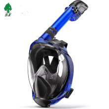 (L to XL, Navy blue) Underwater Full Face Snorkel Diving Mask Anti Fog Full Face Snorkeling-lian