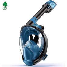 (S to M, Light Blue) Underwater Full Face Snorkel Diving Mask Anti Fog Full Face Snorkeling-lian
