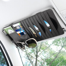 Leather Sun Visor Organizer for Car – Holds 12 CDs, Cards