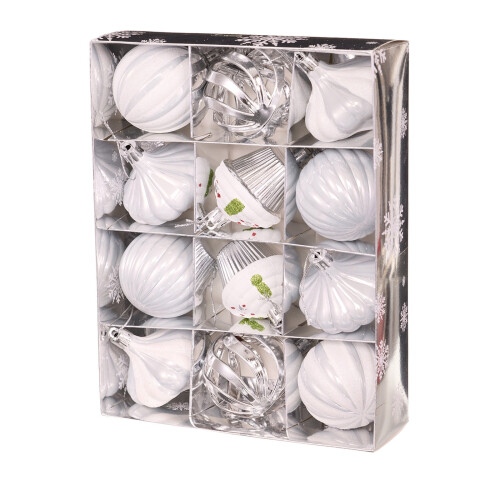 Silver Shatterproof Christmas Baubles 6cm 12 Pack