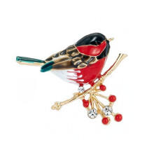 Sparrow Brooch with Rhinestones in Alloy, 4.1 cm