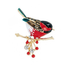 Alloy Sparrow Brooch with Rhinestones, 4.1 cm