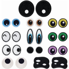 12 Paar gestickte Aufnäher mit Cartoon-Augen – zum Aufbügeln &