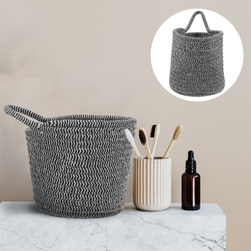 Grey Cotton Woven Desk Basket 1 Pack