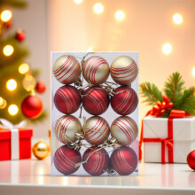 12pcs Red & Gold Christmas Ball Ornaments Set