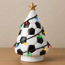 Football Christmas Tree Decoration with Lights & Gold Star