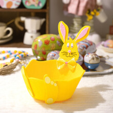 Panier en feutrine jaune lapin, pochette de rangement pour bonbons de Pâques, 1 pièce