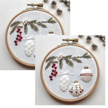 Kit de Bordado de Natal para Iniciantes – Conjunto de Bastidor com 4 Peças
