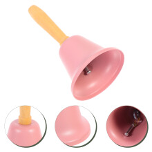 Pink Metal and Wood Christmas Hand Bell Ornament