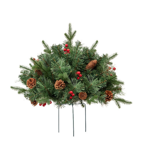 Kerst LED-dennenkrans met rode bessen, 1,80 m
