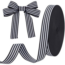 Čierna polyesterová stuha Grosgrain, 1 palec x 50 yardov
