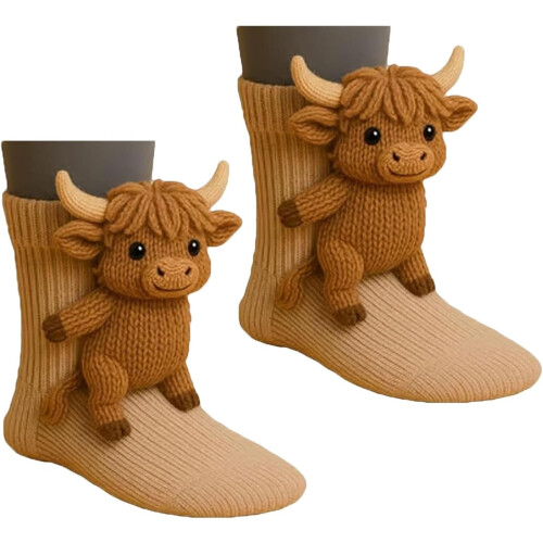 3D-stickade djurstrumpor unisex varma vintergolvsstrumpor 1 par