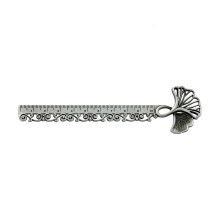 Regla marcapáginas metálica vintage con forma de hoja, 13,6 cm.