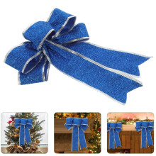 Set van 5 blauwe stoffen kerststrikjes