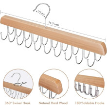 Houten bh-hanger met 20 haken, 360 draaibaar en opvouwbaar.