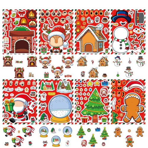 Weihnachtspuzzle-Aufkleber, Synthetikpapier, 8 oder 16 Stück 2