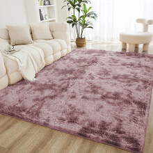 (Tie Dye Lilac) Shaggy Rug 140x200cm (4.6ftx6.6ft) Luxury Faux Fur Area Rug - Super Soft Durable Carpet UK