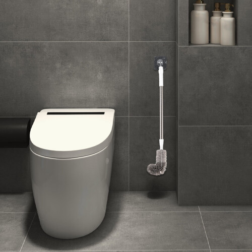 Scopa per WC con manico lungo e setole flessibili, bianca 2