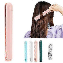 (Green) Mini Straightener Curler Dual-Purpose Curling Iron, 2 in 1 Mini Hair Curler, Portable Travel Hair Iron with Ceramic Coating for Fast Styling