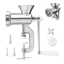 Heavy Duty Manual Meat Grinder & Sausage Stuffer with Plates & Tubes – for Home/Commercial Use