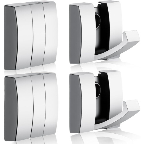 4-Pack Retractable Aluminum Coat Hooks Silver