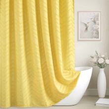White Boho Shower Curtain 72 x 72 in with Chevron Texture