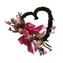 Heart-Shaped Artificial Flower Wreath 45 cm