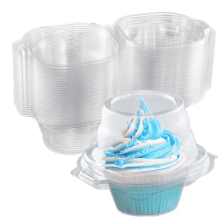 Coimeádáin Cupcake Plaisteacha Glan le Clúdaigh Chruinneacha (Pacáiste 50)